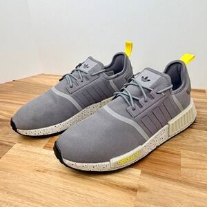 Adidas NMD R1 Trace Grey Yellow Speckled Boost Sneakers GX9534 Mens Size 11